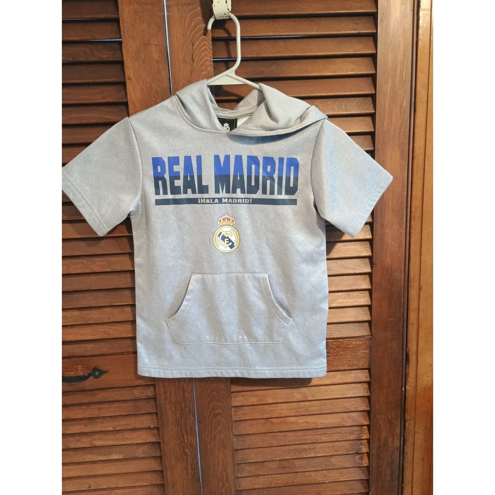 Adidas Real Madrid Hooded Boy's Blue Short Sleeve Casual Stylish Active Shirt S‎